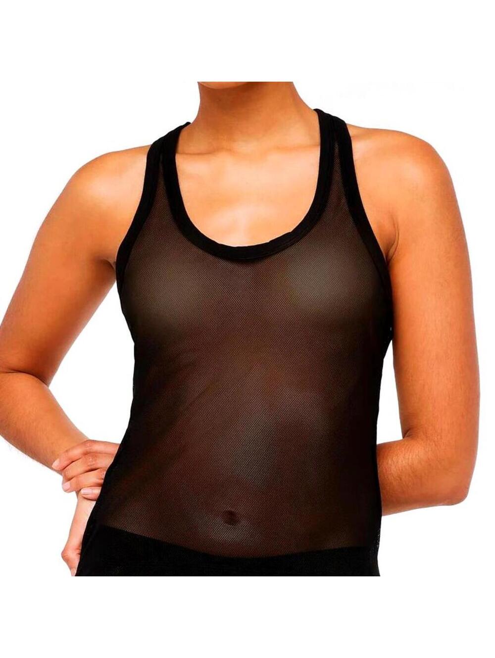 Savage X Fenty Nothin' But Net Tank Black X-Large Mesh Racerback Scoop Neck - Picture 6 of 7